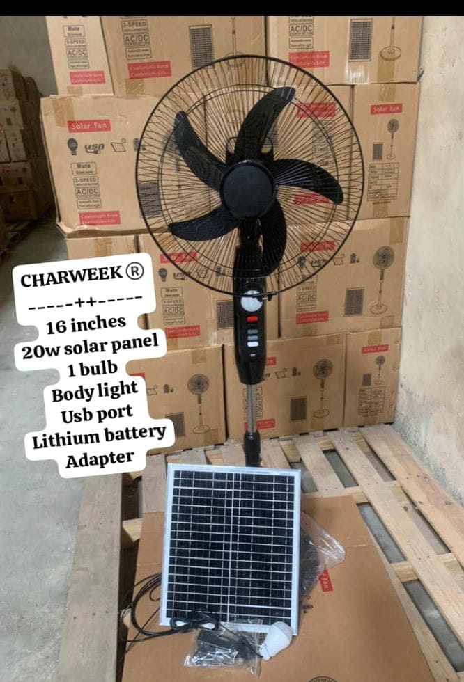 Charweek 16inch solar standing fan