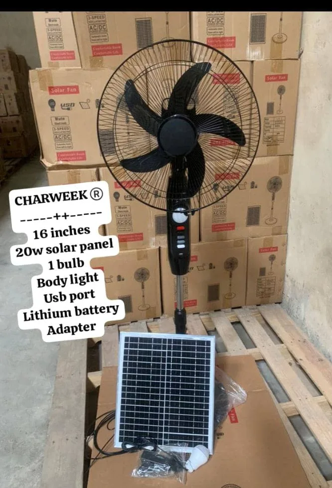 Charweek 16inch solar standing fan